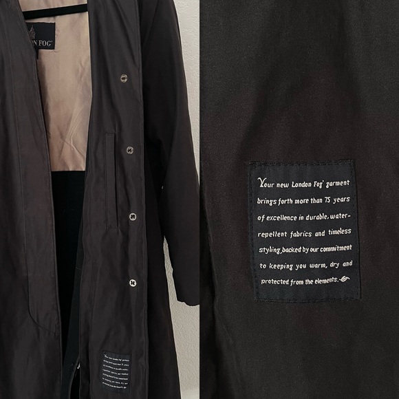 London Fog Black Trench Coat - Picture 4 of 12